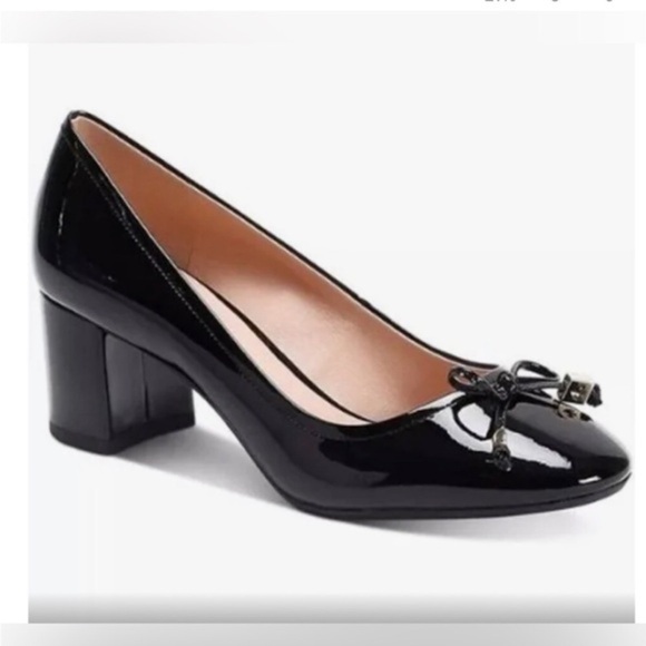 Kate Spade New York Bev black patent Mid-Heel Bow Pumps Size 10B brand new - Picture 2 of 4